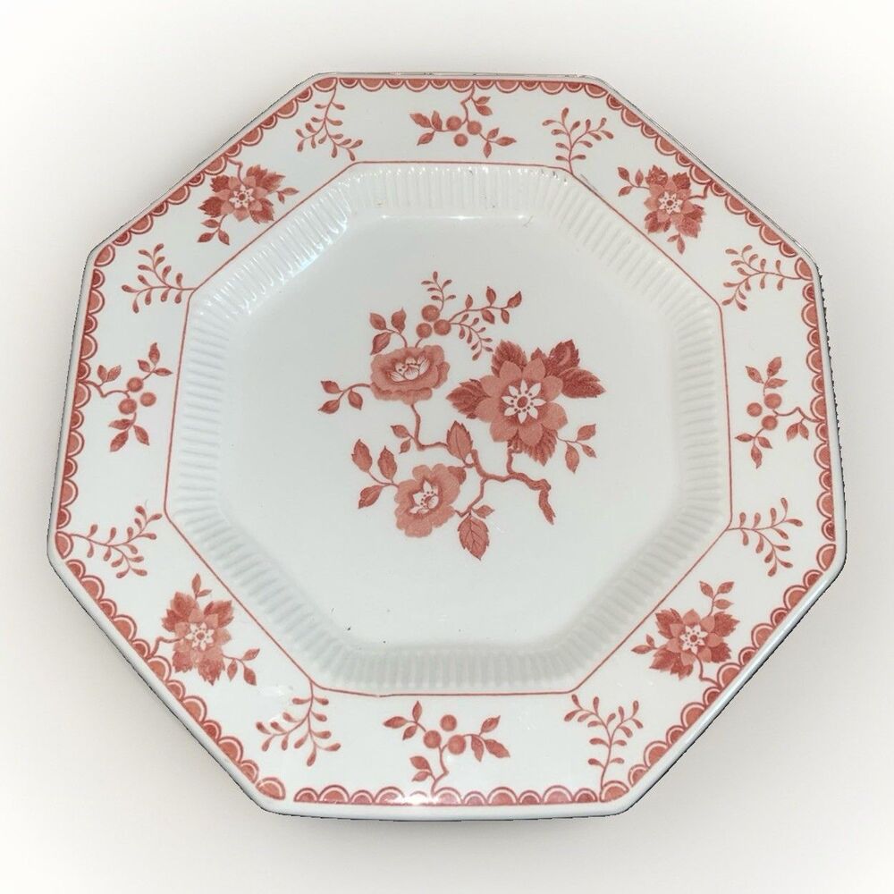 Independence Ironstone Bittersweet Dinner Plate 10" Octagonal Red Floral